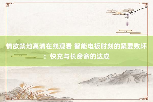 情欲禁地高清在线观看 智能电板时刻的紧要败坏：快充与长命命的达成