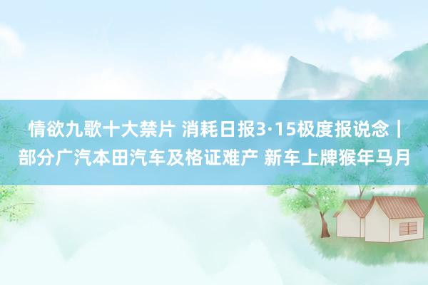 情欲九歌十大禁片 消耗日报3·15极度报说念｜部分广汽本田汽车及格证难产 新车上牌猴年马月
