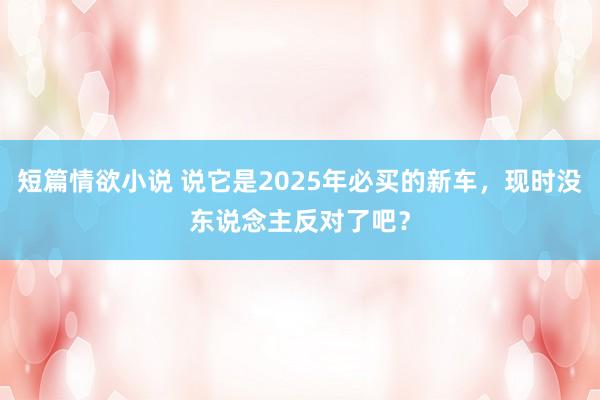 短篇情欲小说 说它是2025年必买的新车，现时没东说念主反对了吧？