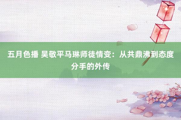 五月色播 吴敬平马琳师徒情变：从共鼎沸到态度分手的外传