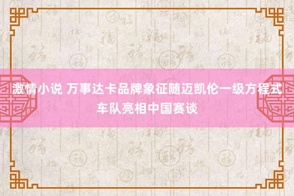 激情小说 万事达卡品牌象征随迈凯伦一级方程式车队亮相中国赛谈