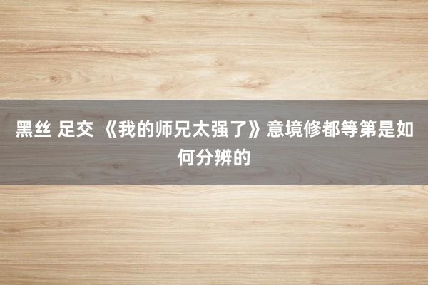 黑丝 足交 《我的师兄太强了》意境修都等第是如何分辨的