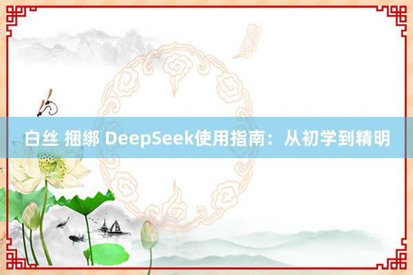 白丝 捆绑 DeepSeek使用指南：从初学到精明
