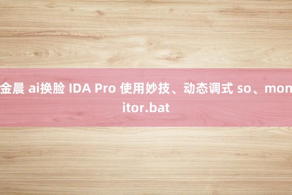 金晨 ai换脸 IDA Pro 使用妙技、动态调式 so、monitor.bat