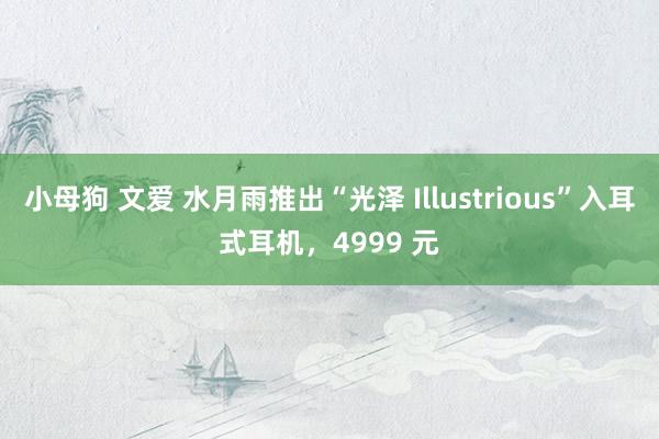 小母狗 文爱 水月雨推出“光泽 Illustrious”入耳式耳机，4999 元