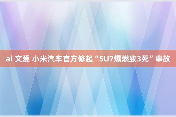 ai 文爱 小米汽车官方修起“SU7爆燃致3死”事故